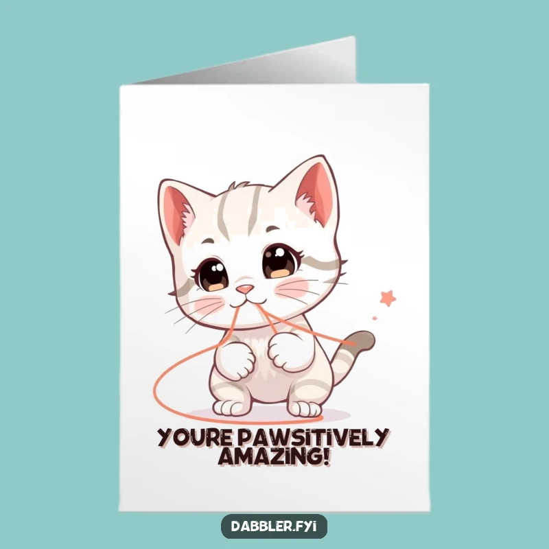 Free Printable Congrats Card: Kitten & String, Humorous DIY Downloadable Gift