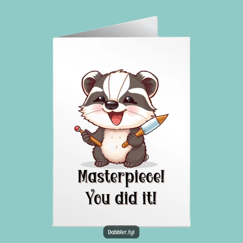 Free Printable Congratulations Card: Badger Artist Funny Downloadable Gift