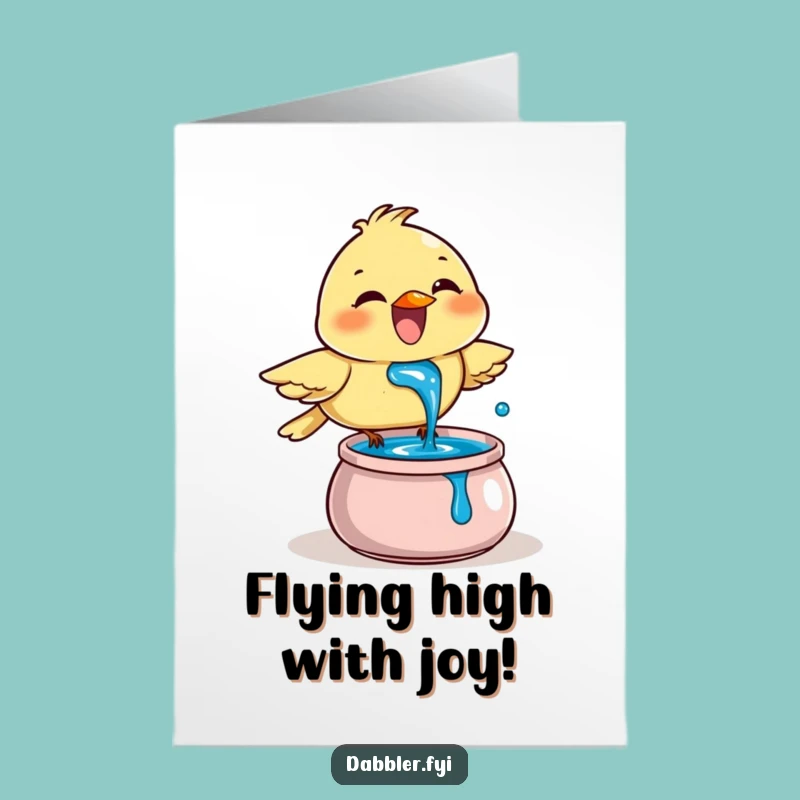 Free Printable Congratulations Card: Bird Blue Ink Splash Funny Downloadable Gift