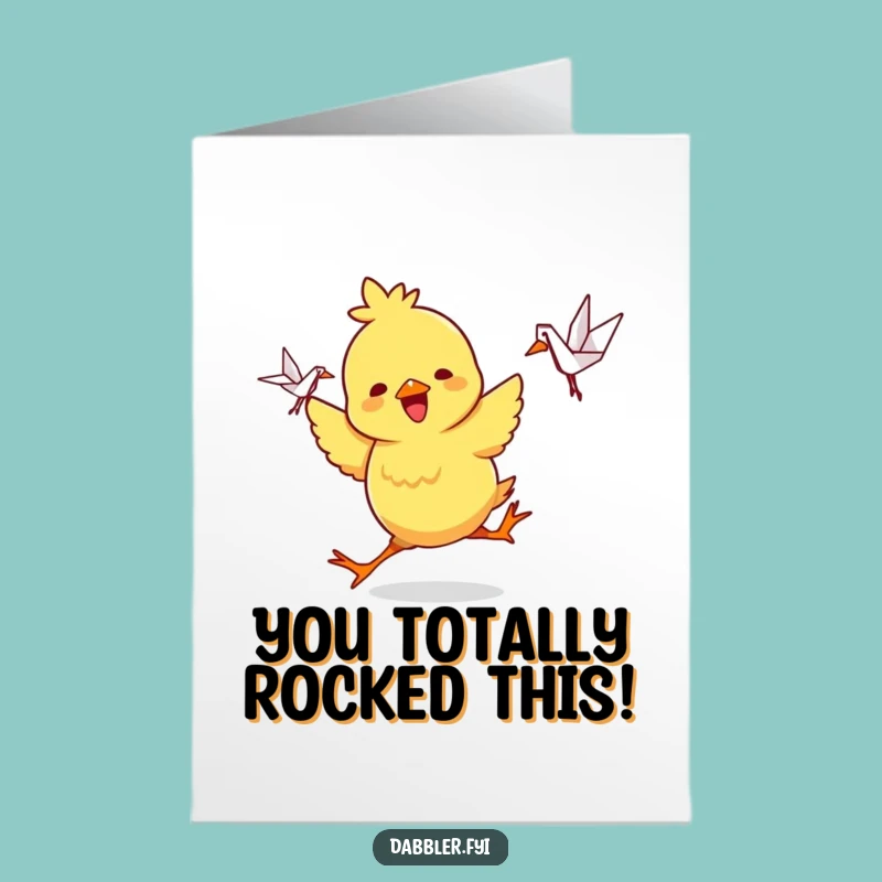 Free Printable Congratulations Card: Playful Chick Origami for DIY Gift Download