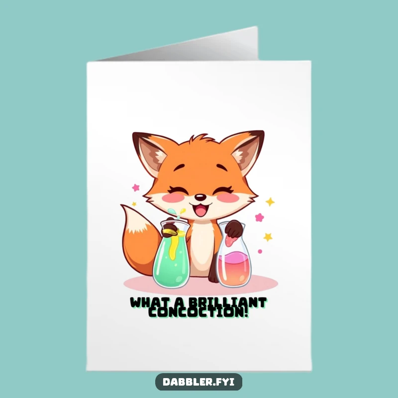 Free Printable Fox Congrats Card: Mad Science Downloadable Gift for Genius Achievements