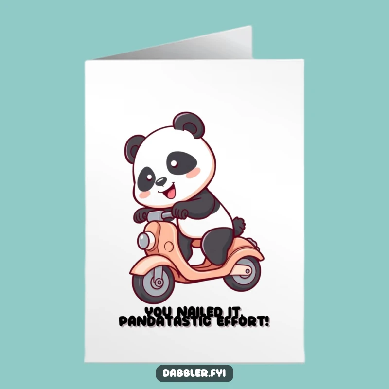 Free Printable Panda Congratulations Card: Spunky Scooter Rider for Your Big Win Downloadable