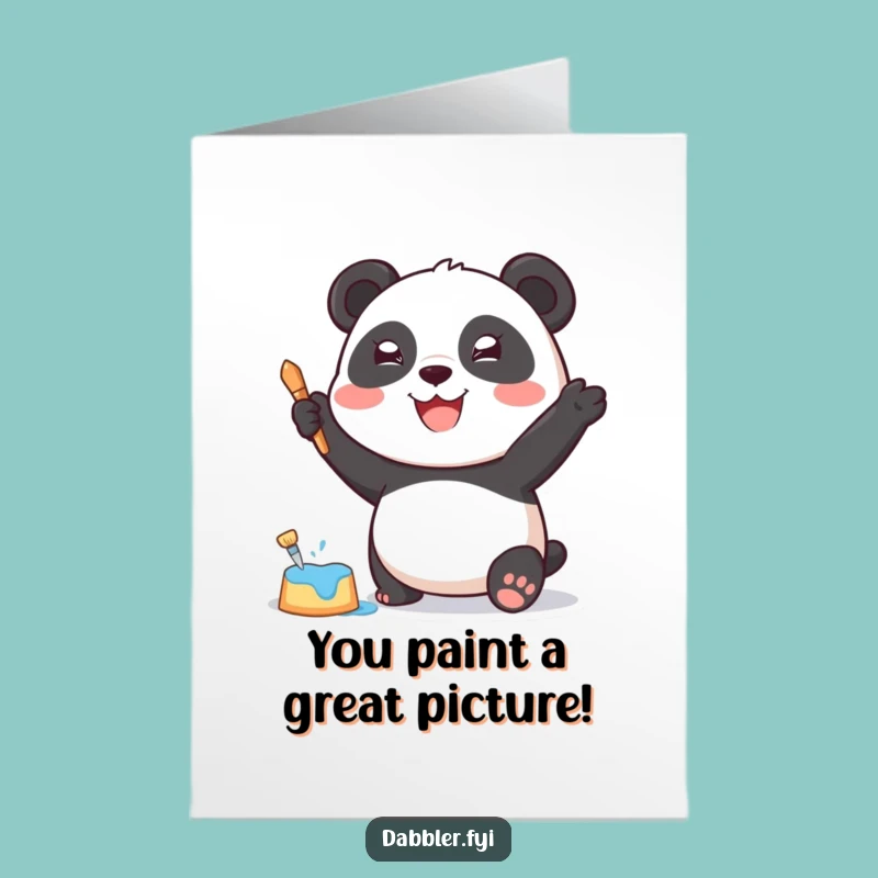 Joyful Panda Painting Funny Free Printable Congrats Card - Downloadable DIY Gift