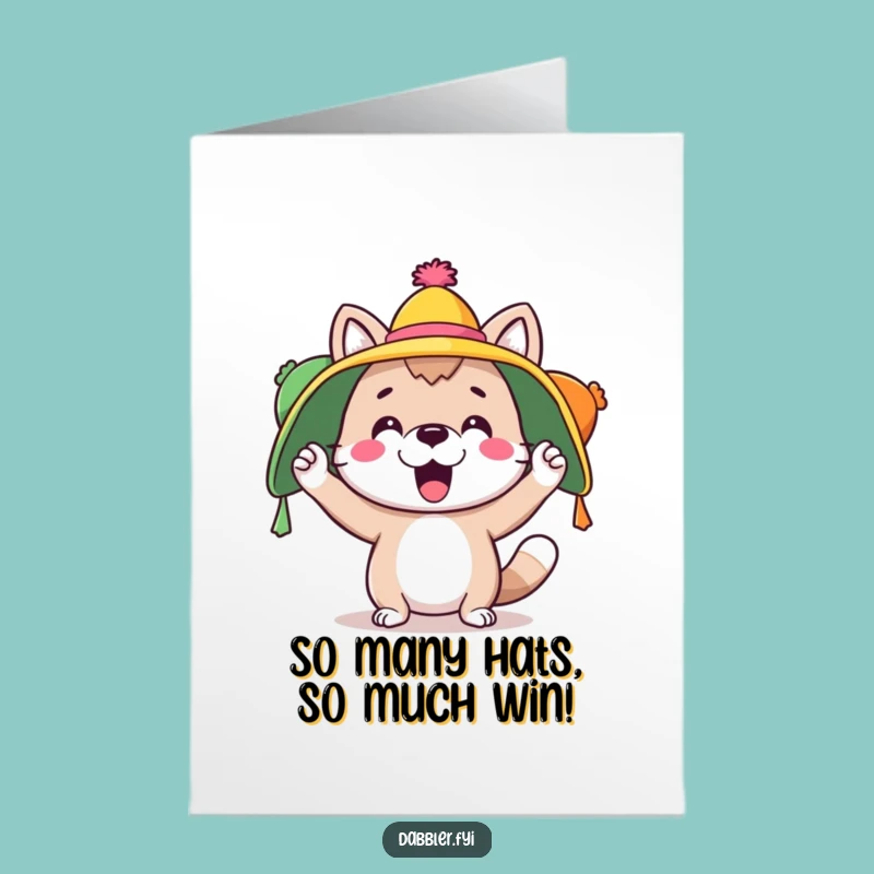 Free Printable Congrats Card: Playful Hat Animal's Funny Downloadable Gift