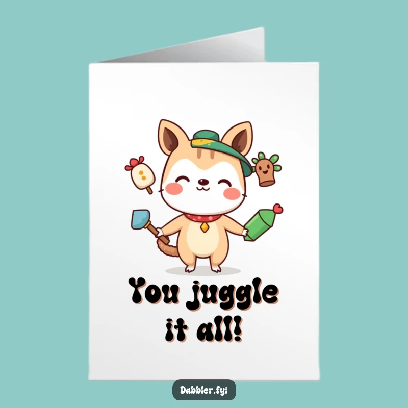 Free Printable Congrats Card: Juggling Animal's Funny Downloadable Gift