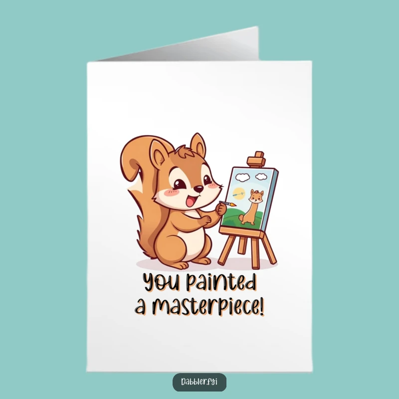 Free Printable Congrats Card: Funny Squirrel Artist, Instant Downloadable Gift