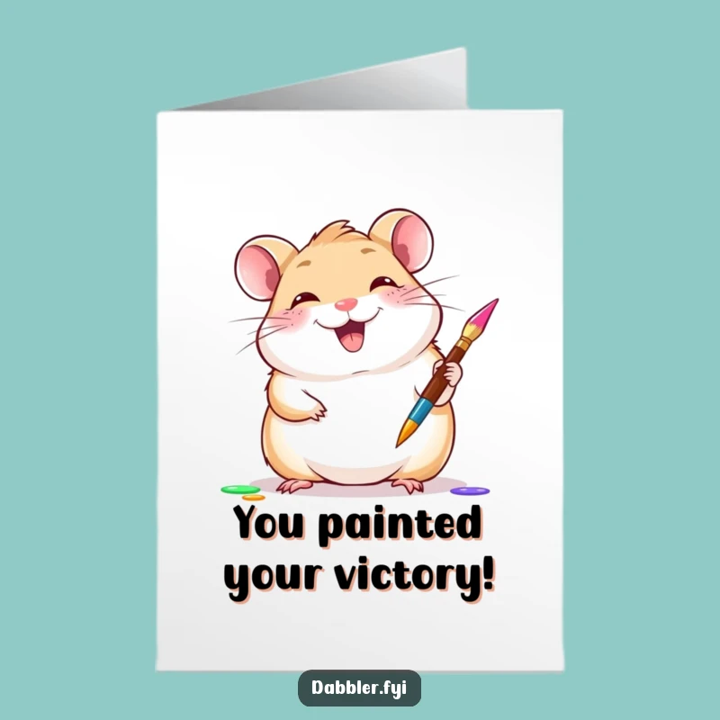 Free Printable Congrats Card: Hamster Artist, Downloadable Funny Gift