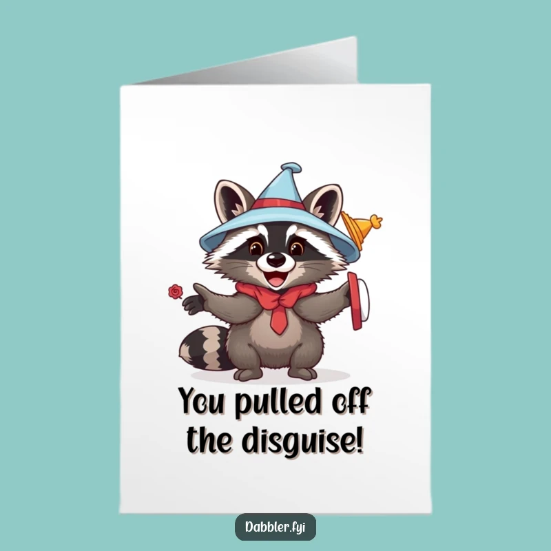 Free Printable Raccoon Congrats Card - Master of Disguise Downloadable Gift