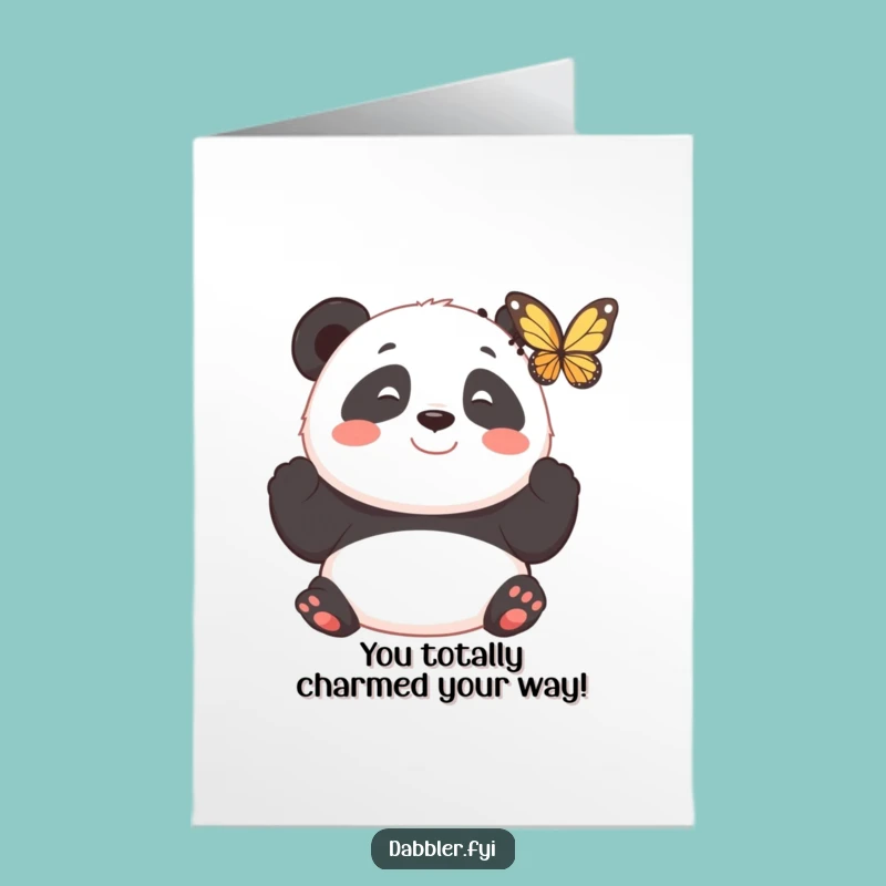 Free Printable Congrats Card: Panda & Butterfly, Print-at-Home, Funny Downloadable Gift