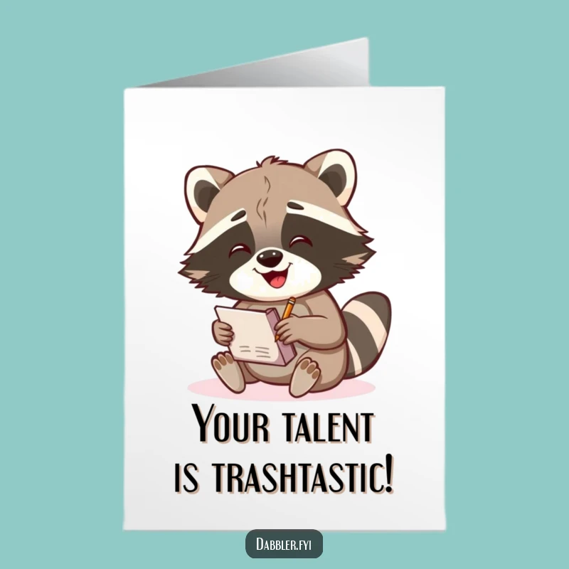 Free Printable Raccoon Congrats Card: Artistic Sketch for Your Big Win Downloadable