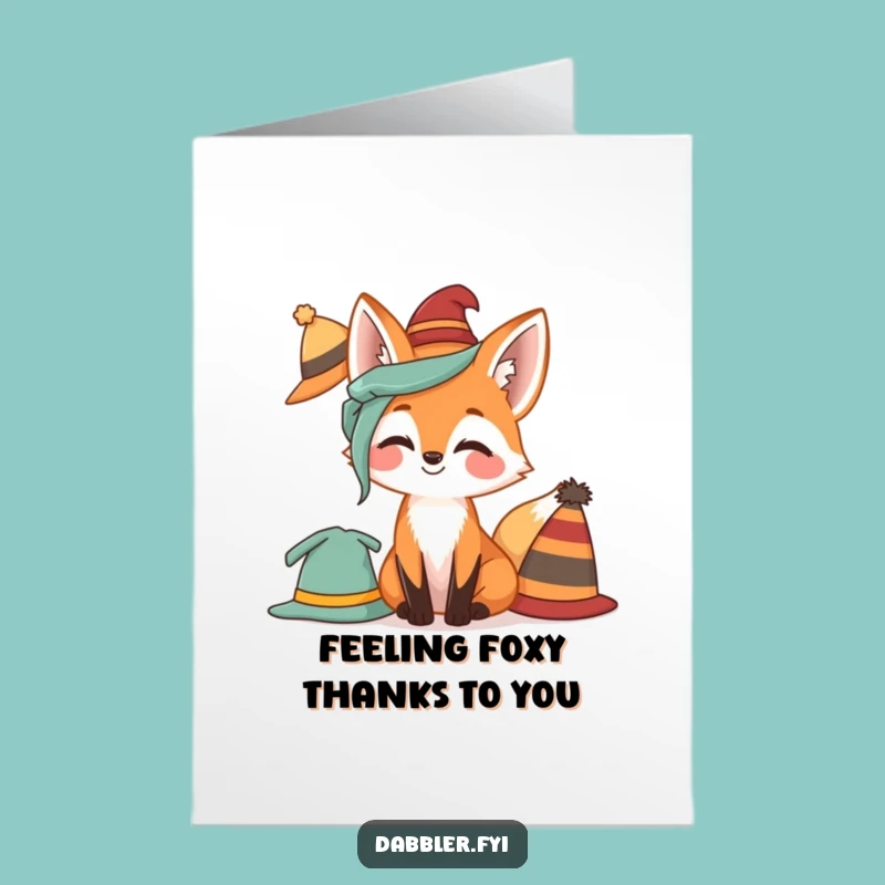 Free Printable Thank You Fox Card: Humorous Gratitude with Funny Hat Downloadable Art