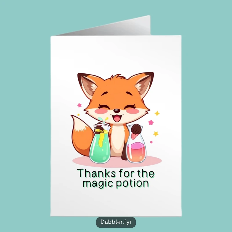 Free Printable Fox Thank You Card: Colorful Concoction Downloadable Gift for Gratitude