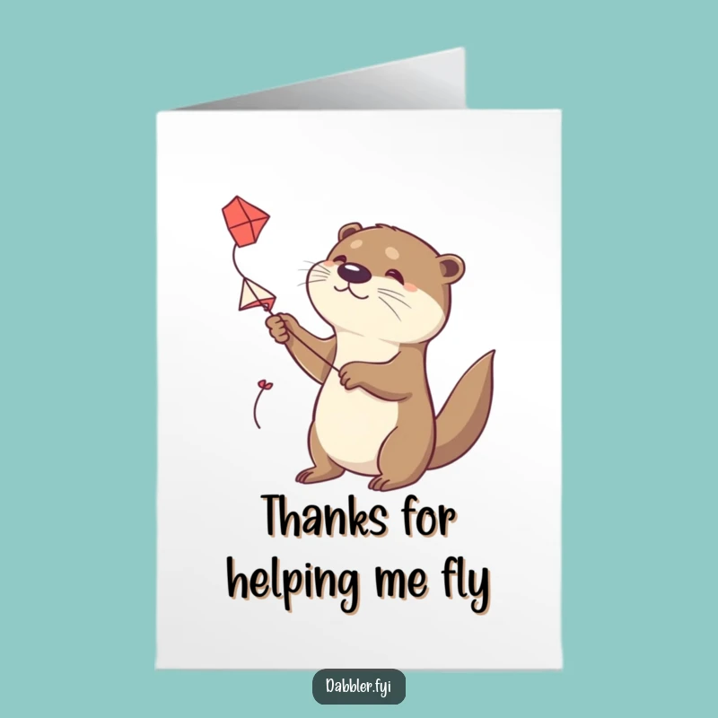 Free Printable Thank You Card: Funny Otter Kite Flyer, Quick DIY Gift
