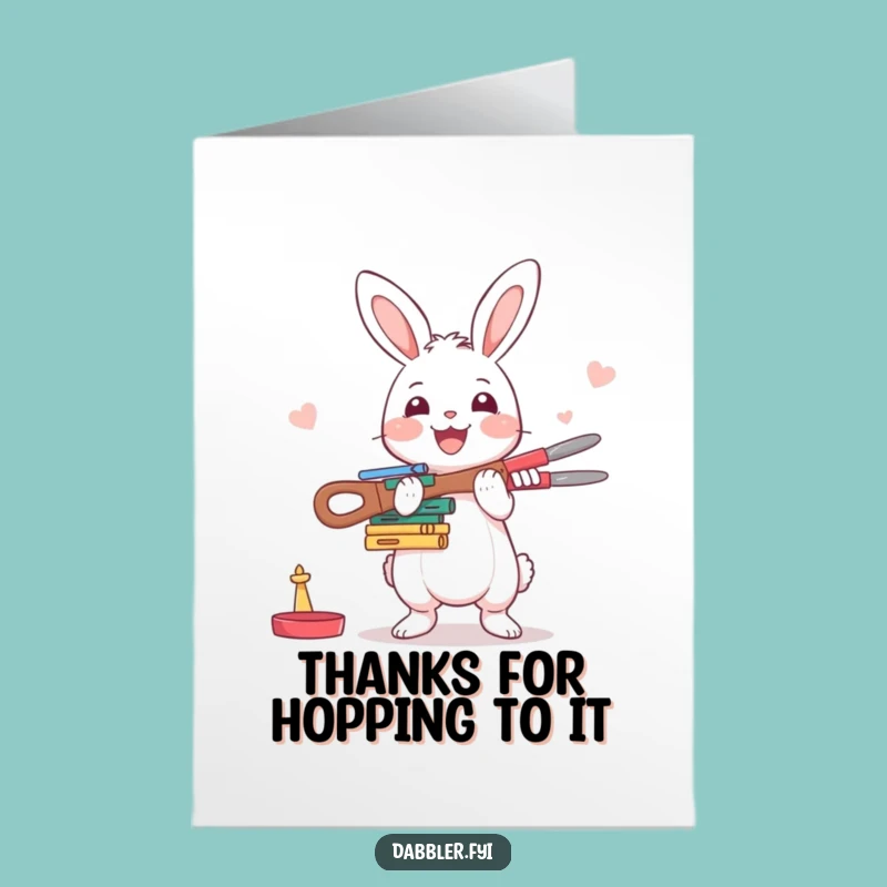 Free Printable Thank You Card: Funny Rabbit Crafter, Quick DIY Gift