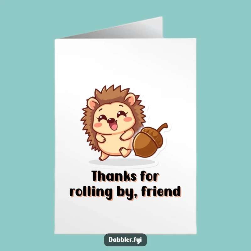 Free Printable Thank You Card: Hedgehog Acorn Pursuit, Cute Downloadable Gift