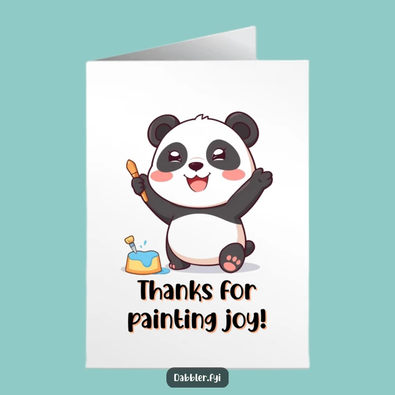 Joyful Panda Painting Funny Free Printable Thank You Card - Downloadable DIY Gift