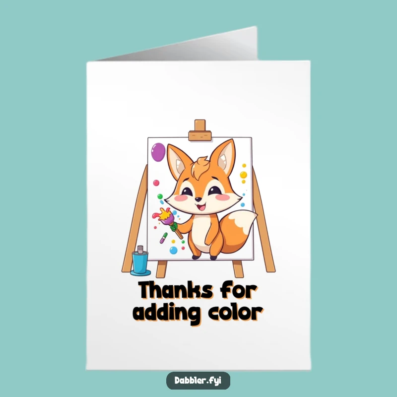Free Printable Thank You Card: Fox Splashes Paint, A Funny Downloadable Gift of Thanks