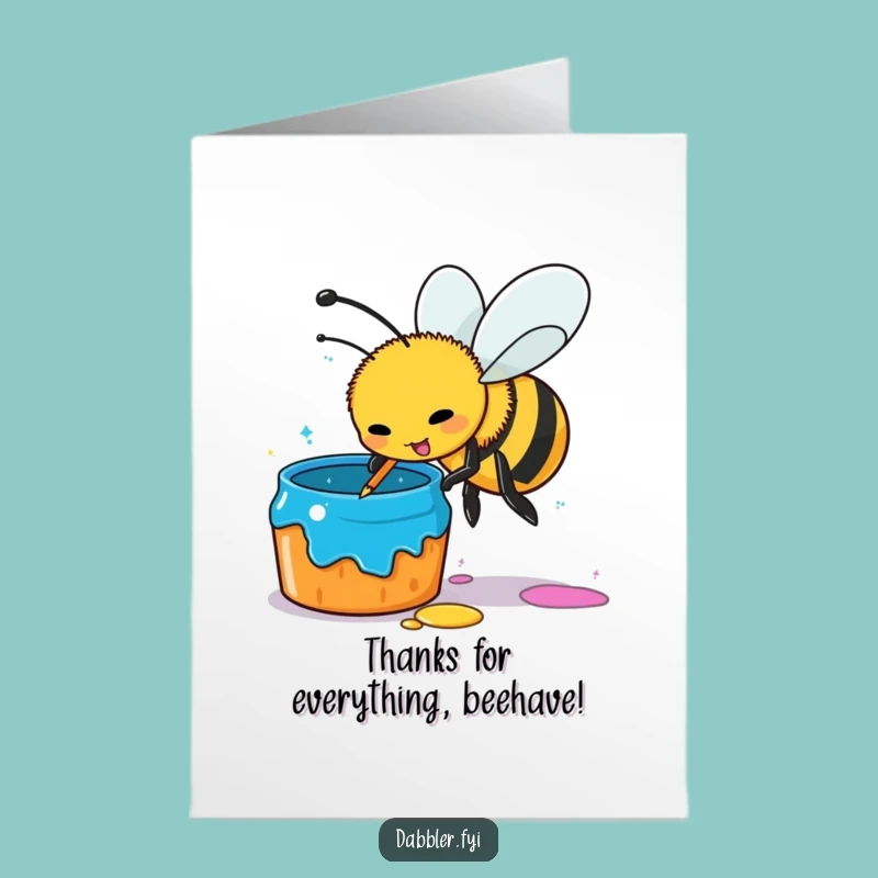 Free Printable Bee Paint Thank You Card: Funny Downloadable DIY Gift for Creatives