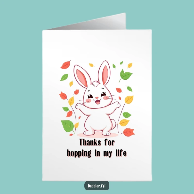 Free Printable Thank You Card: Happy Rabbit Juggling Leaves - Hilarious Downloadable Gift!