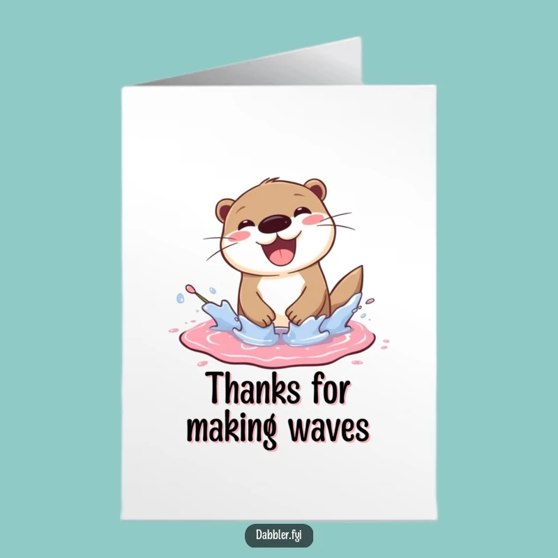 Free Printable Thank You Card: Otter's Artful Splash, Downloadable Gesture