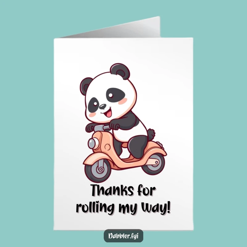 Free Printable Panda Thank You Card: Spunky Panda Scooter Gratitude Downloadable Gift