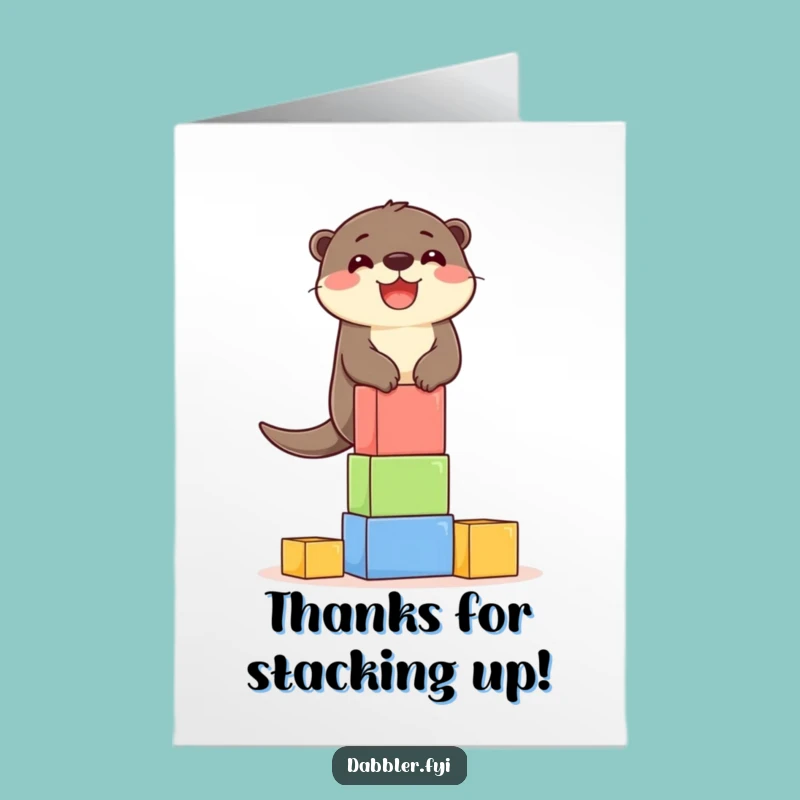 Delighted Otter Blocks Funny Free Printable Thank You Card - Downloadable DIY Gift