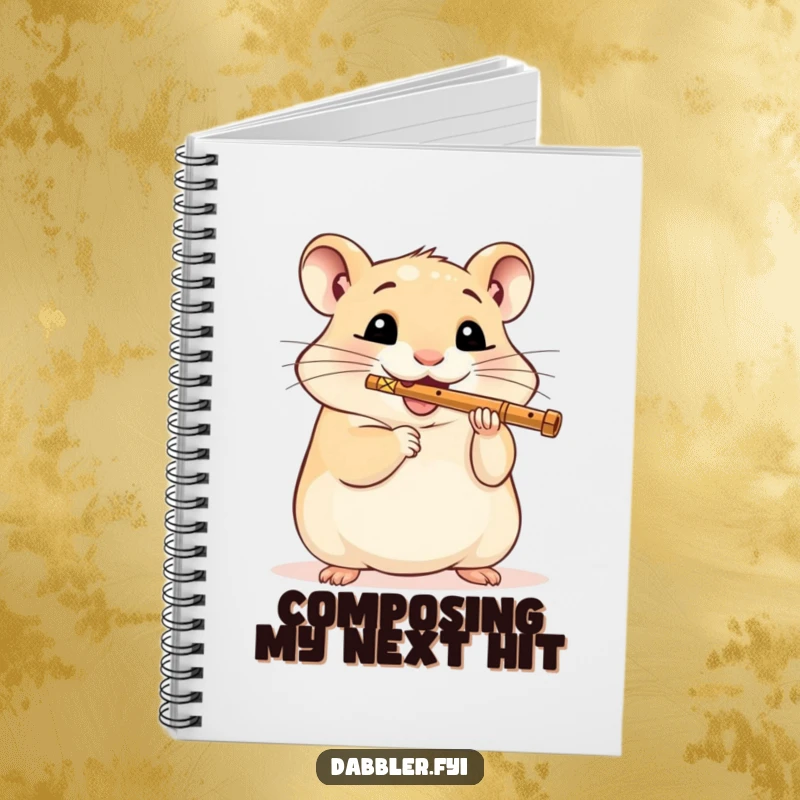 Funny Hamster Notebook: A delighted hamster plays a miniature flute, perfect for capturing creative thoughts and musical inspirations.