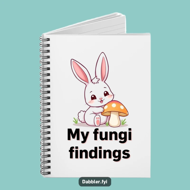 Funny Happy Bunny Poking Mushroom Notebook - Nature Journal for Explorers