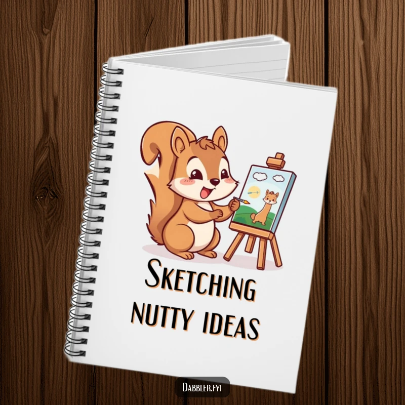 Funny Squirrel Notebook: A cheerful squirrel excitedly paints a tiny picture, perfect for sketching ideas and project notes.