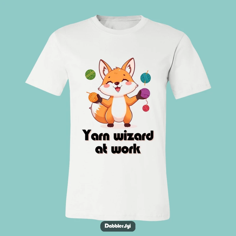 Funny Fox Juggler T-Shirt: Playful Character Juggling Colorful Yarn Balls with a Grin