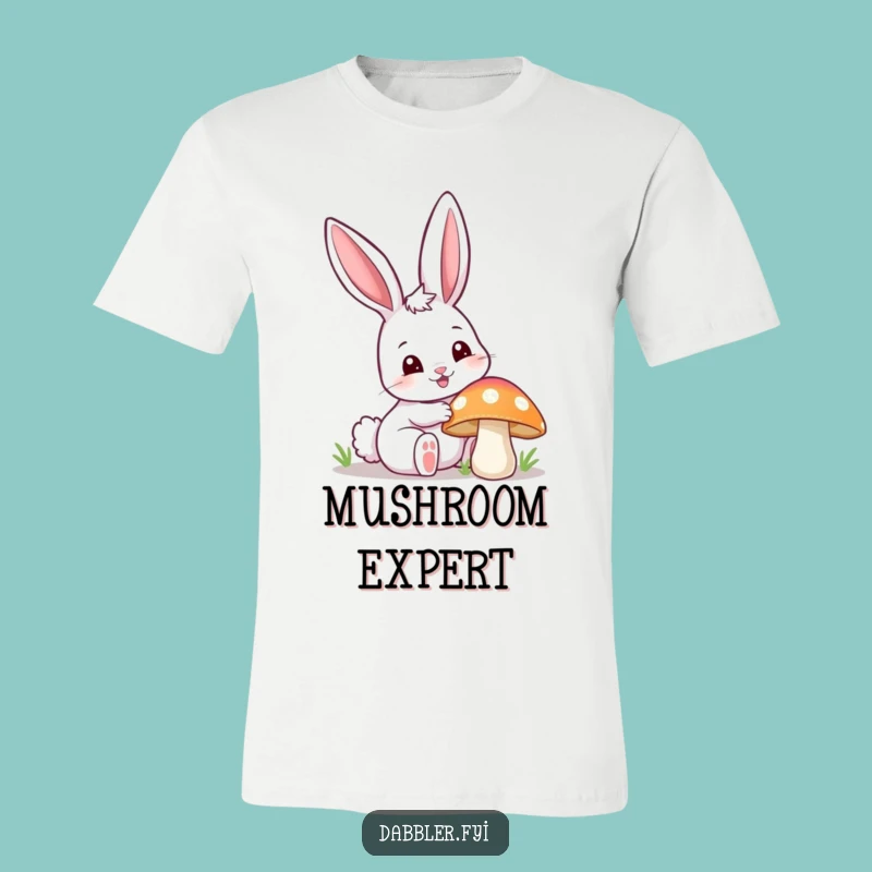 Funny Happy Bunny Poking Mushroom T-Shirt - Cute & Hilarious Nature Apparel