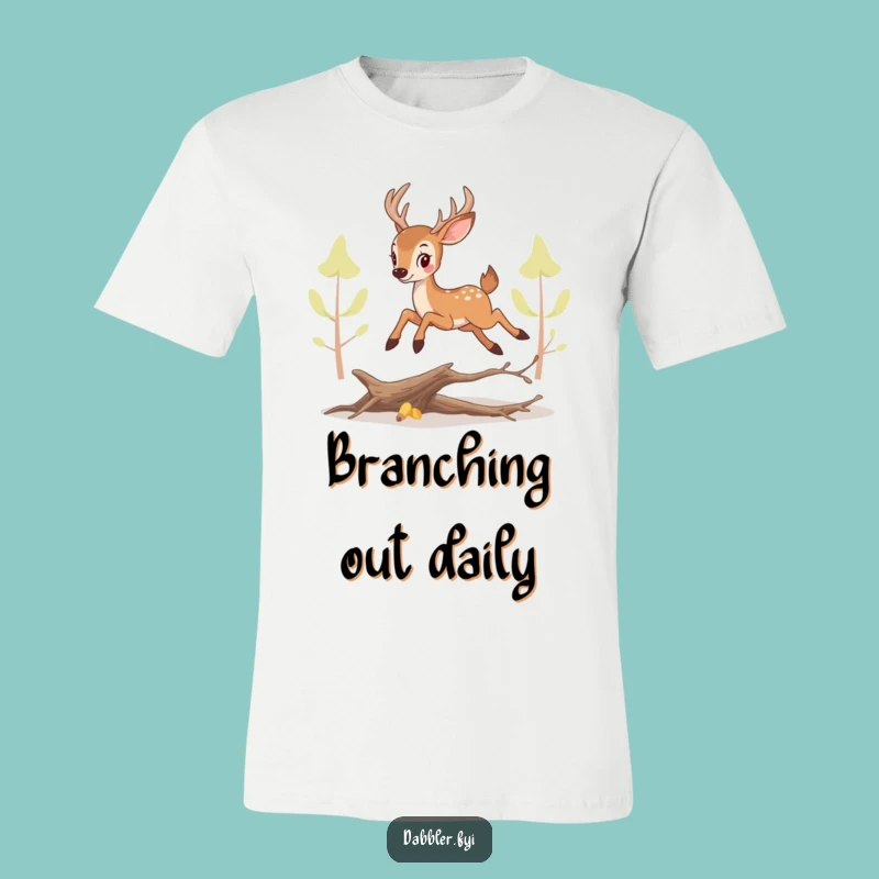 Funny Perky Deer T-Shirt: Playful Leaping Graphic Tee, Humorous Animal Shirt