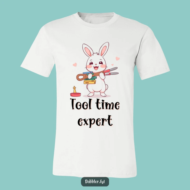 Funny Rabbit Crafter T-Shirt: Happy Character Balancing Crafting Tools with Enthusiasm