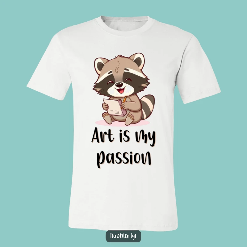 Funny Raccoon Sketch T-Shirt: Gleeful Artist Vibes, Creative Expression, Perfect Funny Gift