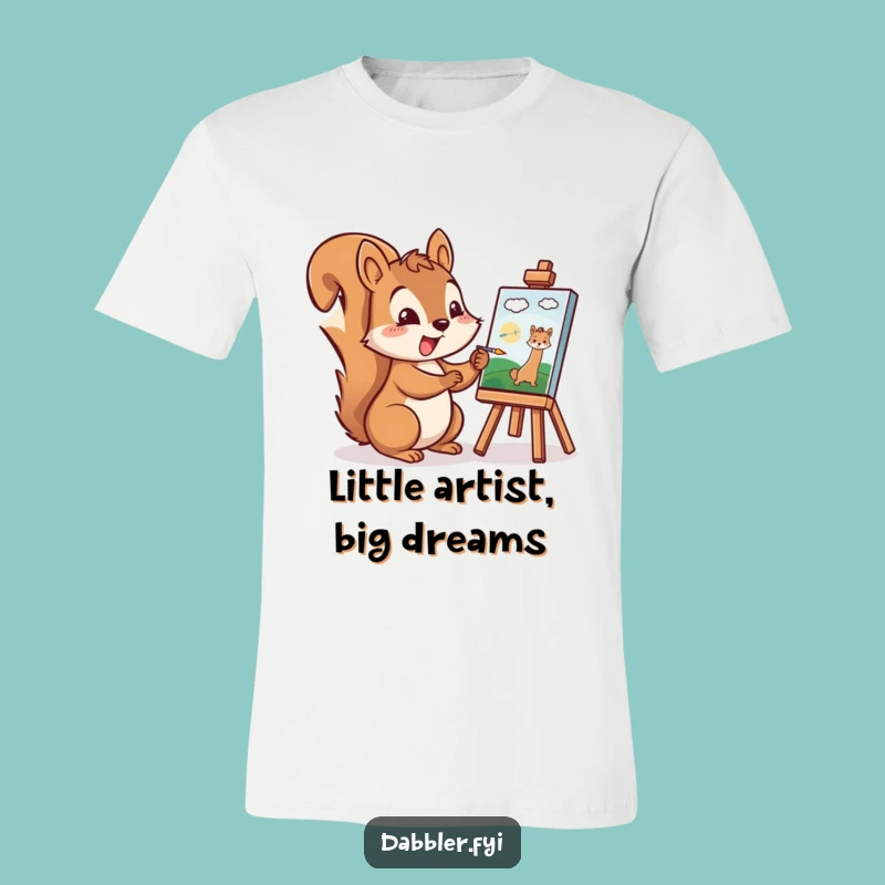 Funny Squirrel Artist T-Shirt: Cheerful Character Painting a Tiny Picture Excitedly