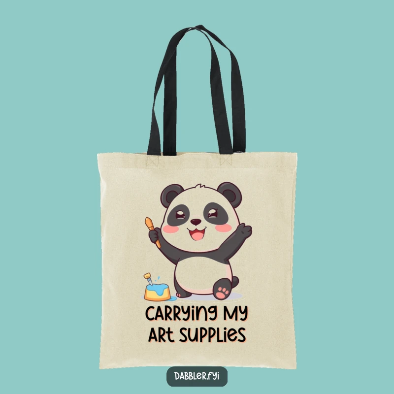 Funny Panda Art Tote Bag: Carry Your Supplies with This Joyful Panda!
