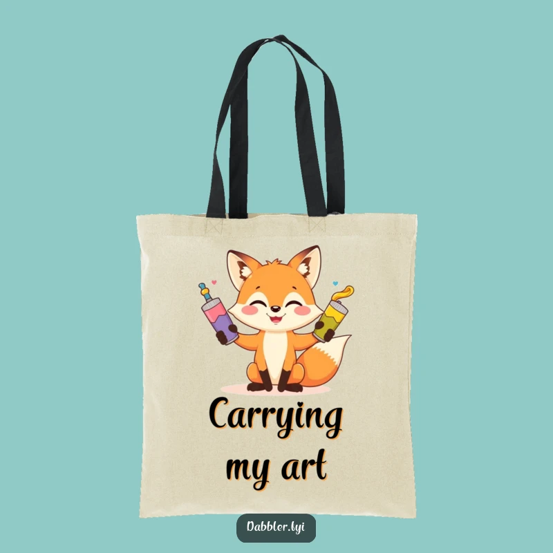 Funny Fox Art Tote Bag - Carry Your Supplies with Playful Humor