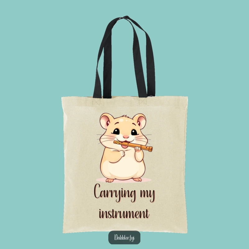 Funny Hamster Flute Player Tote Bag: Carry Your Tunes and Treasures!