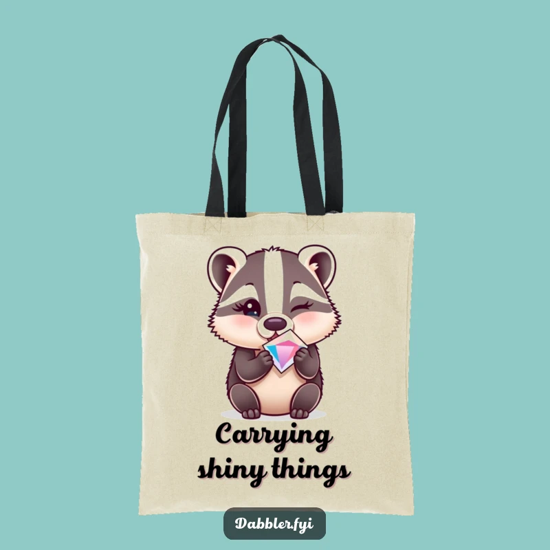 Funny Badger Gem Tote Bag - Carry Your Sparkle with Humor, Great Funny Gift!
