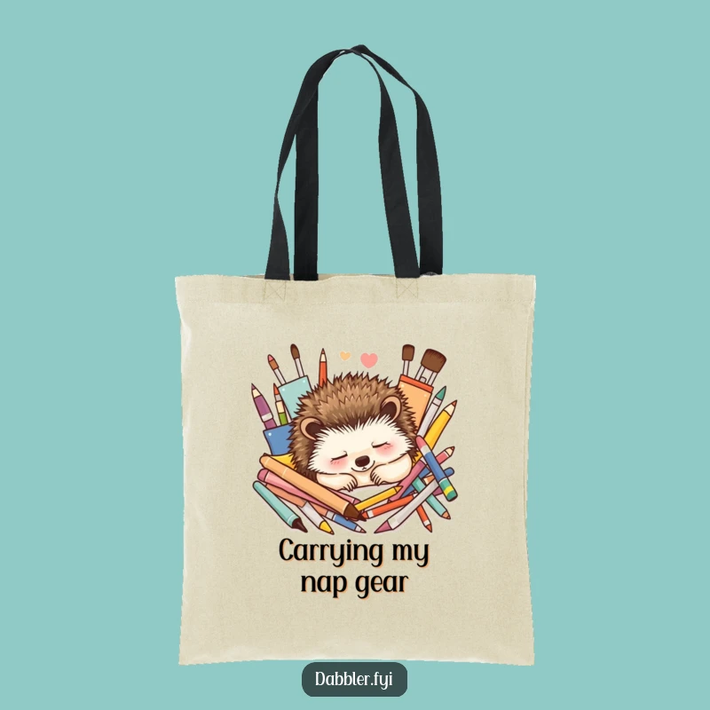 Funny Hedgehog Art Tote Bag: Carry Your Calm, Humorous Gift for Artists