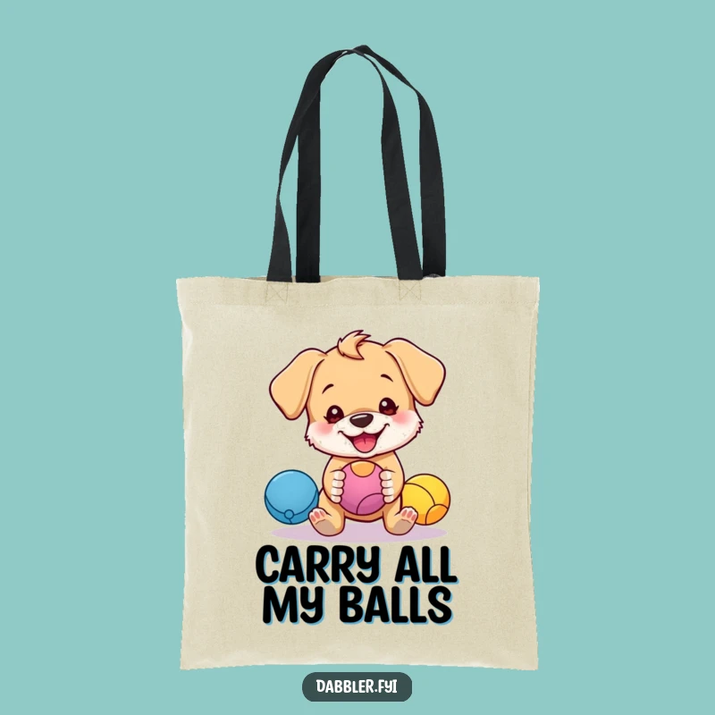 Funny Puppy Juggling Tote Bag: Carry Your Fun & Fetch!
